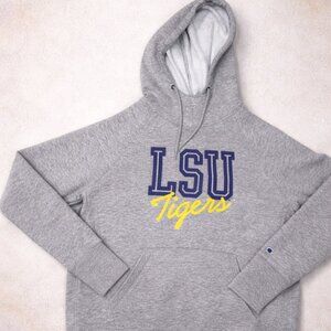 Champion LSU Tigers Hoodie Gray Pullover Sweatshirt Men’s Medium